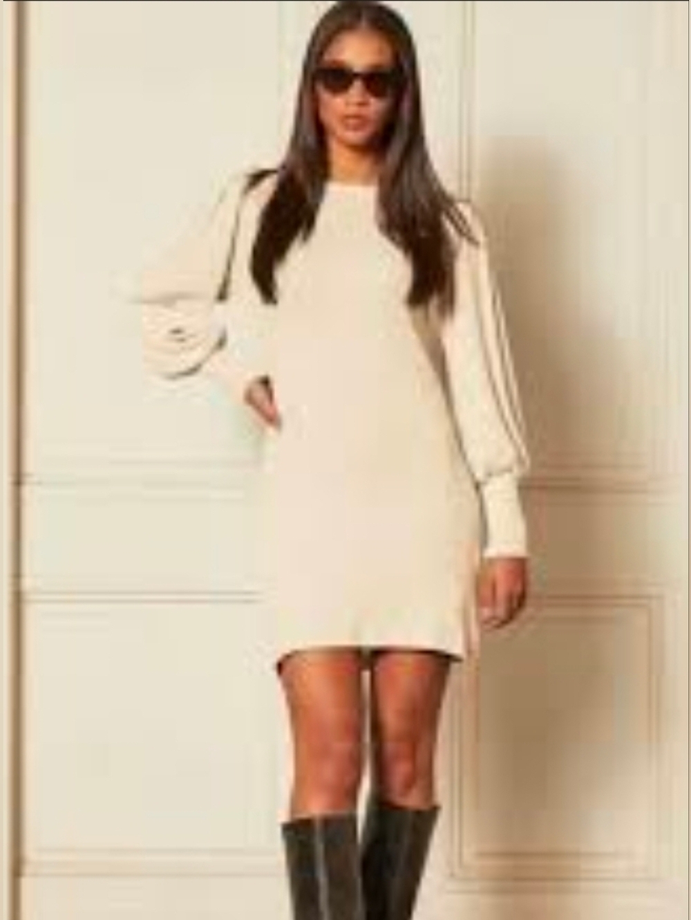 ❤️ BOYISH THE LAUPER RIBBED PUFF SLEEVE BODYCON MINI DRESS, OFF WHITE, MEDIUM